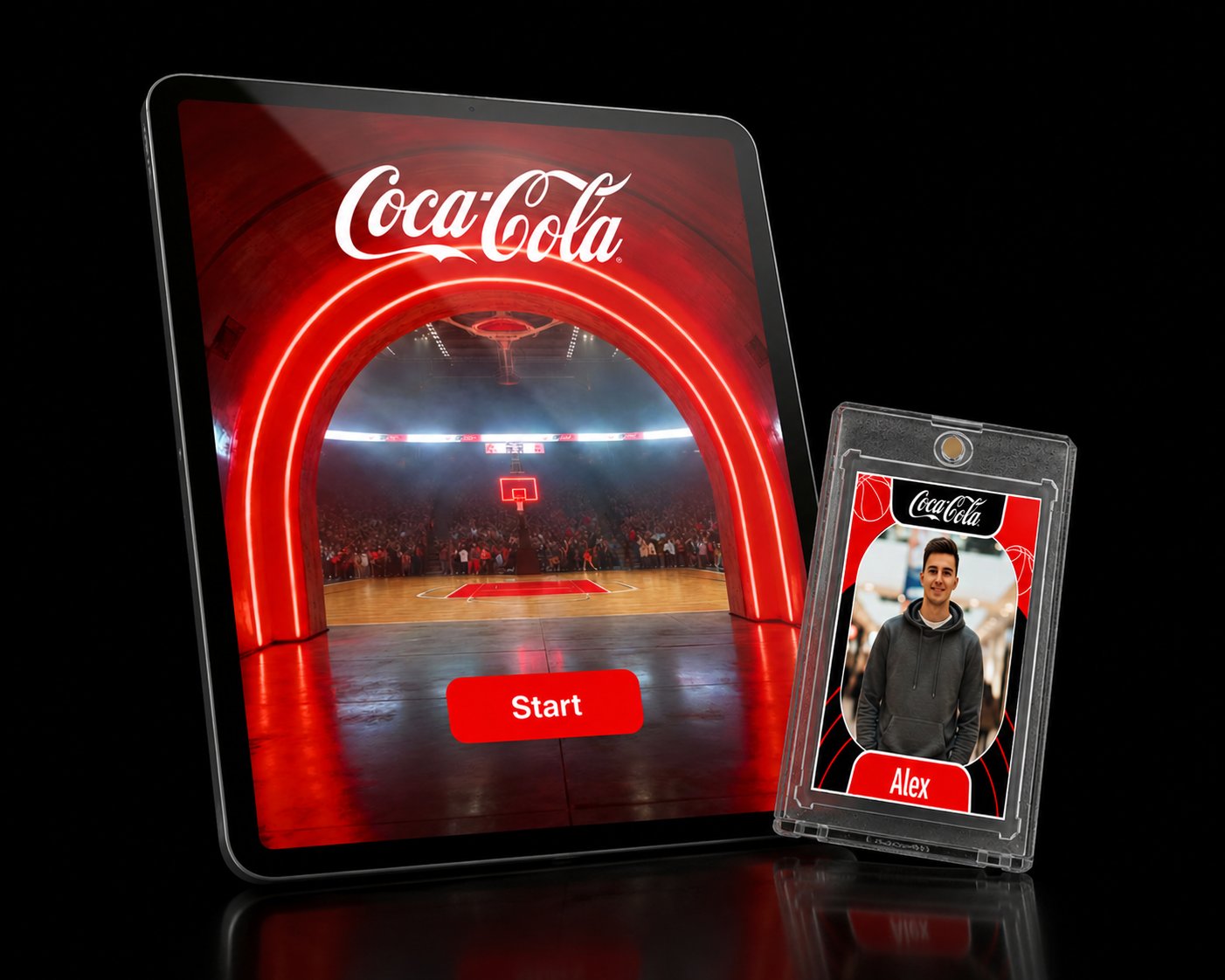 Trading card station with guest photo at The Cosmopolitan, produced in partnership with LNL Agency.