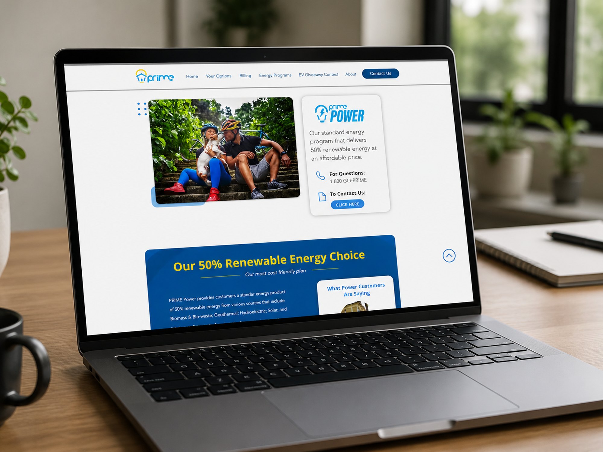 Prime program microsite on a laptop